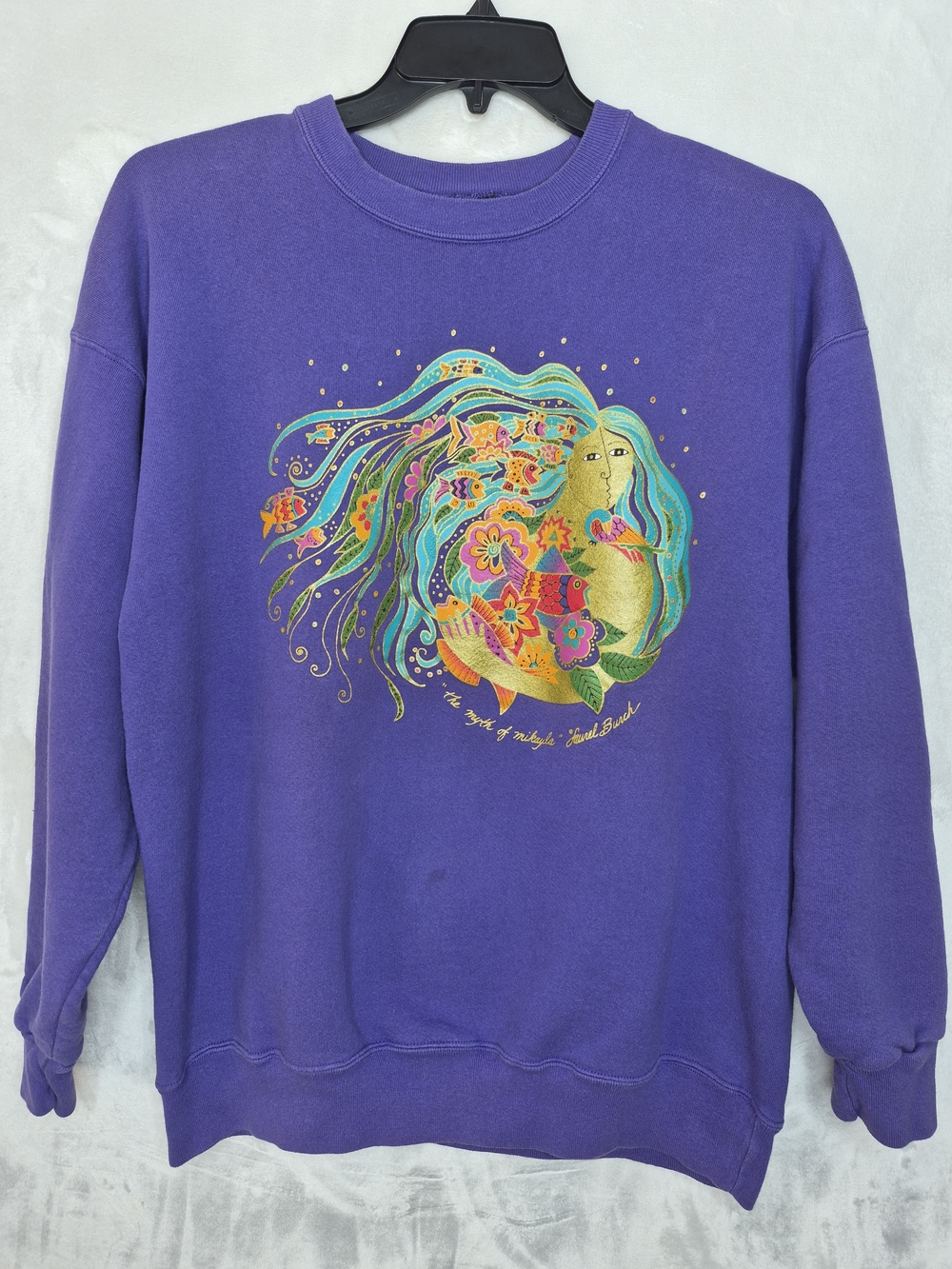Vintage 90s Laurel Burch The Spirit of Mikayla Sweater Purple Graphic XL